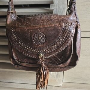 Patricia Nash Boho Brown Leather Crossbody Bag🥰